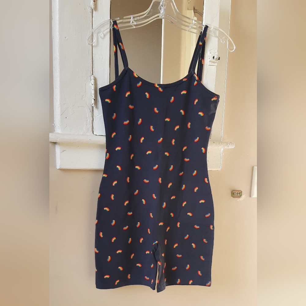 NWT American Apparel Navy Blue Rainbow Print Romper, M